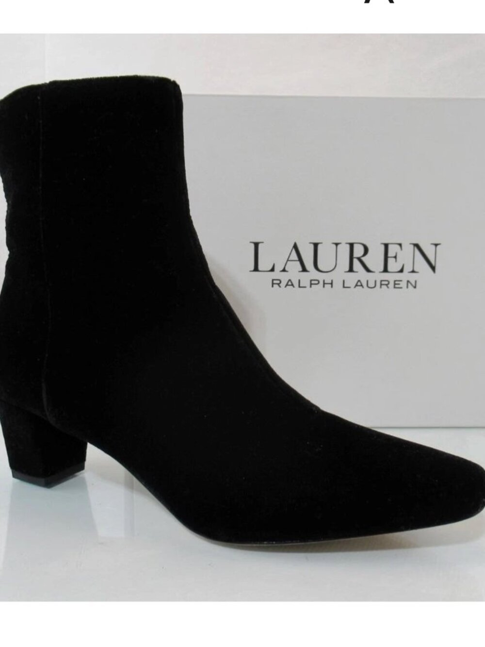 Ralph Lauren Willa Velvet Dress Booties Ankle Boots Zipper Black Sz 9 Never Worn